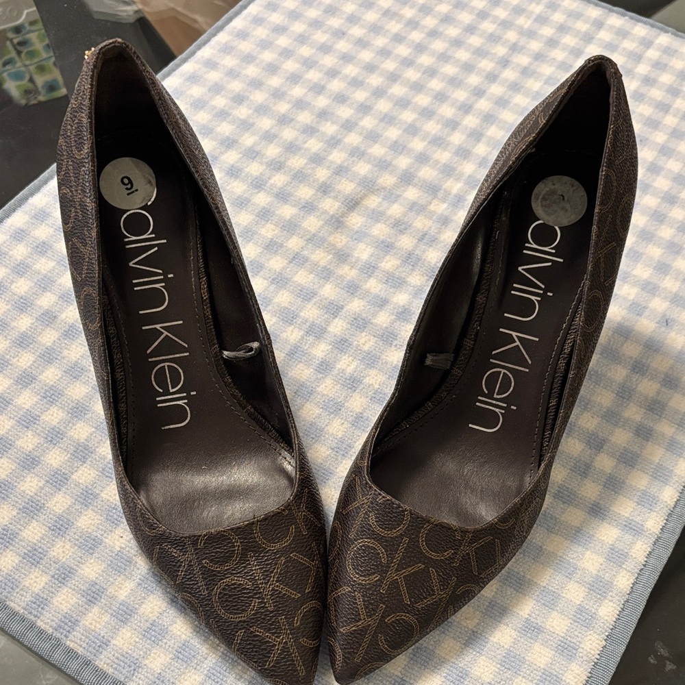Calvin Klein Dark Brown Logo Heels